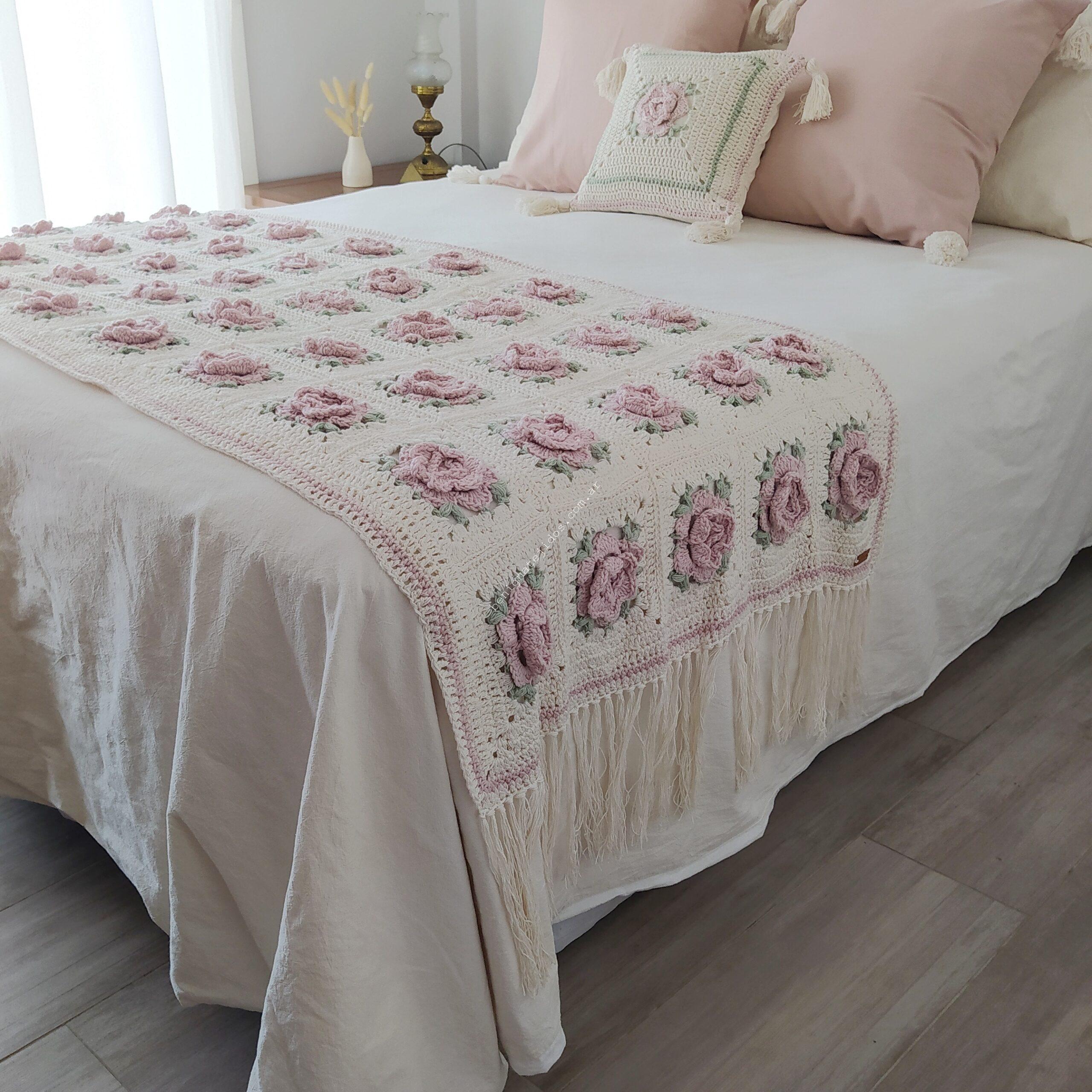 Manta ROSES 0.75x2.20+flecos o borlas (AP)