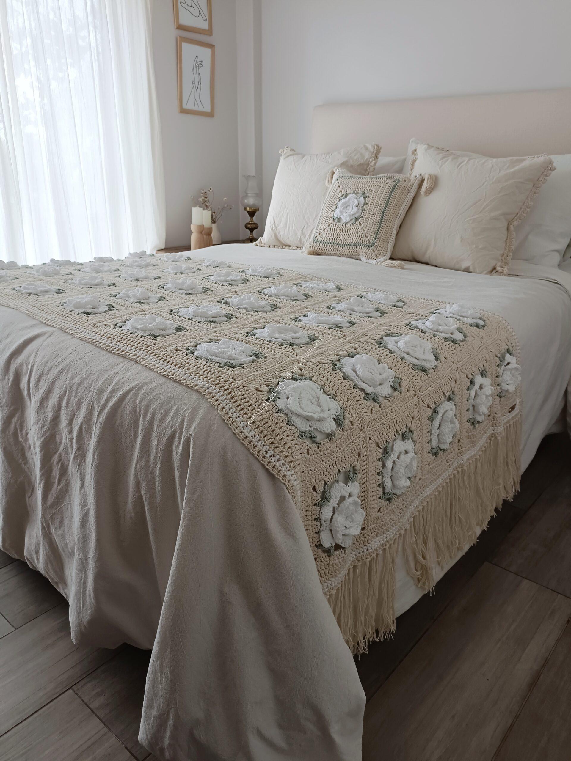 Manta ROSES 0.75x1.80+flecos o borlas (AP) - Imagen 2