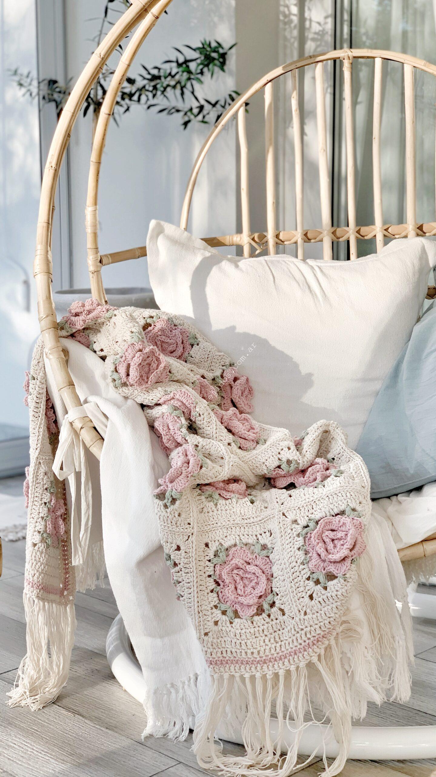 Manta ROSES 0.75x2.00+flecos o borlas (AP) - Imagen 2