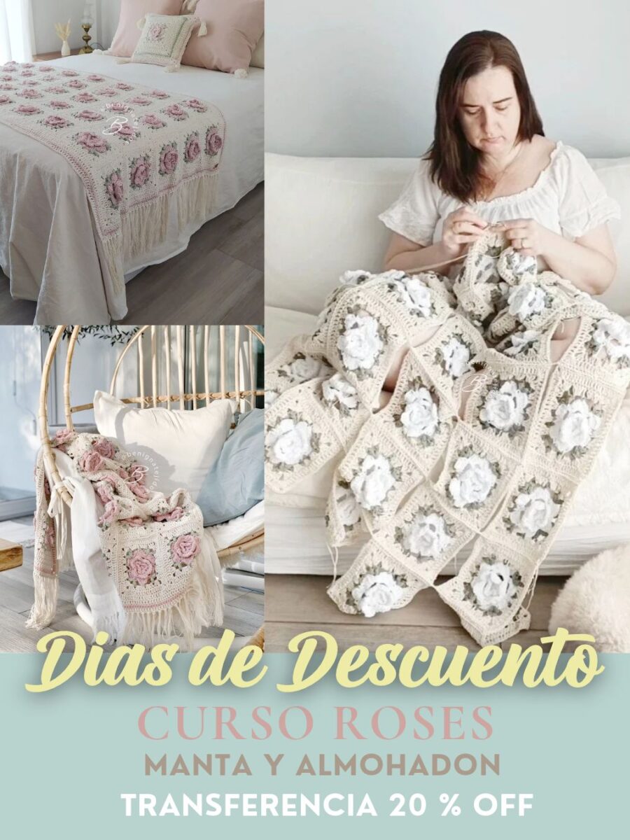 Curso Manta Crochet ROSES - Grannys con flores