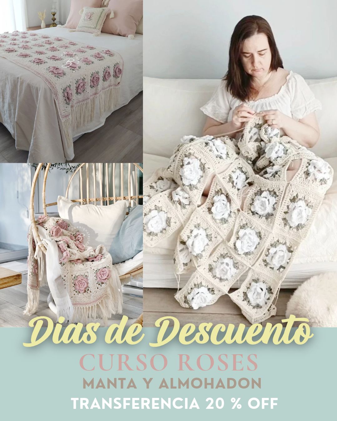 Curso Manta Crochet ROSES – Grannys con flores