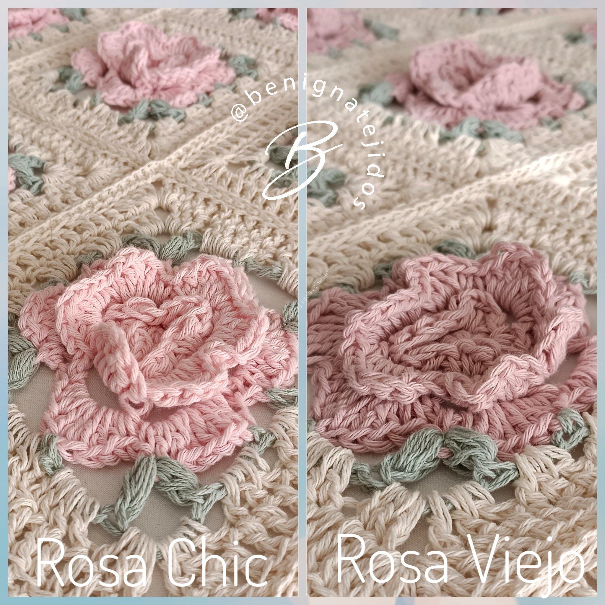 Manta ROSES 0.75x1.80 más Flecos o Borlas- con Flores Rosa Viejo- DISPONIBLE - Imagen 3